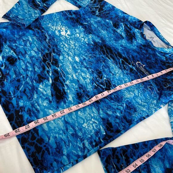 World Wide Sportsman Blue Crew Neck Long Sleeve Performance Fishing Shirt - Picture 4 of 8